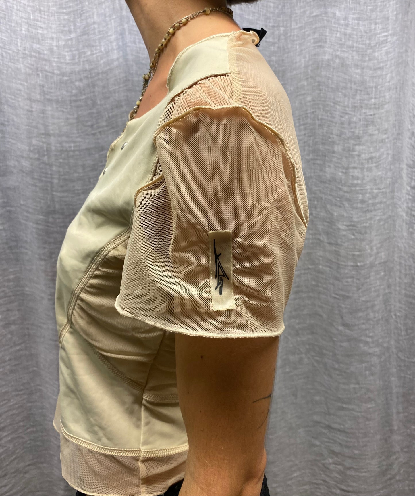Beige mesh top