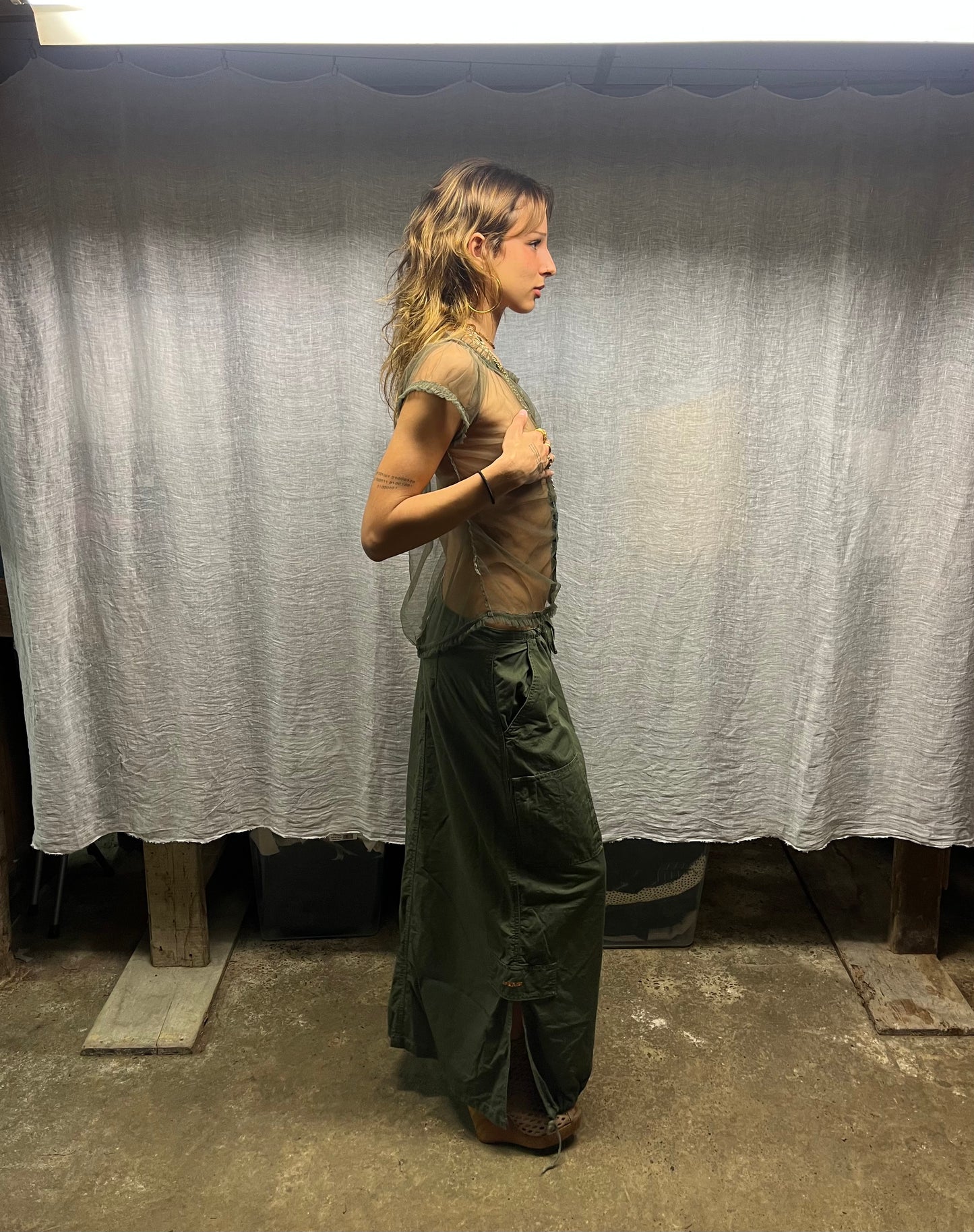 Dark green tulle top