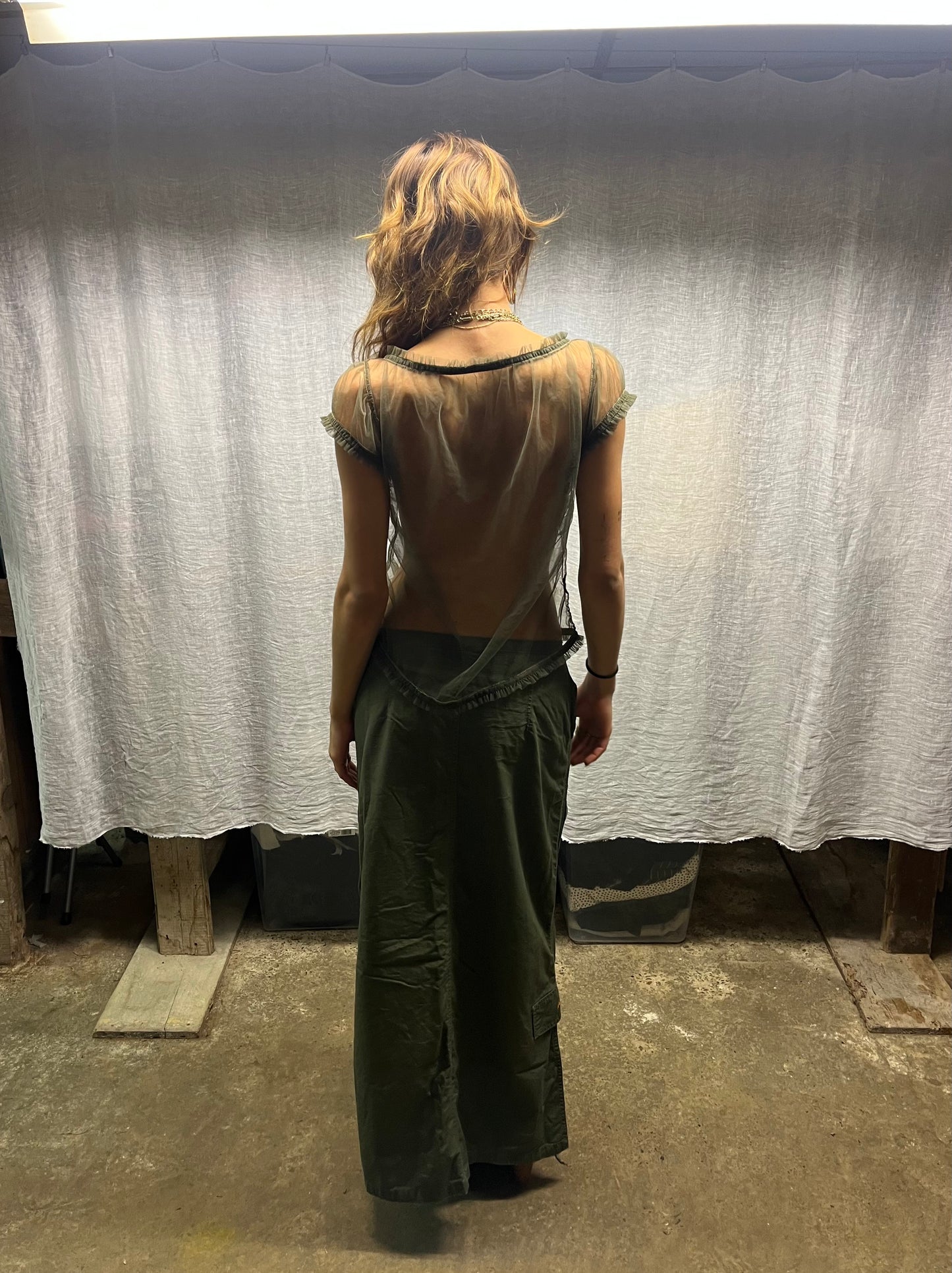 Dark green tulle top