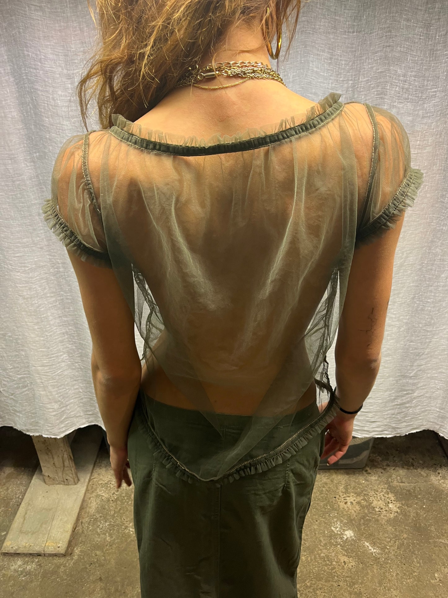 Dark green tulle top