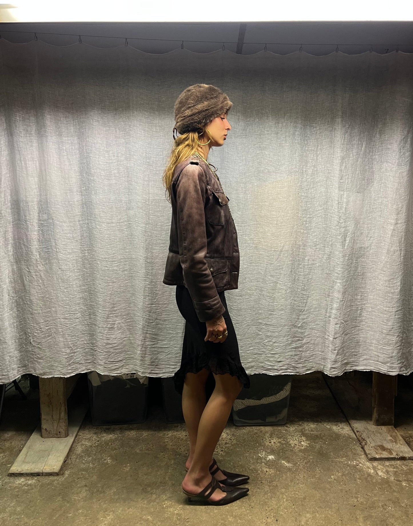 Leather purple jacket