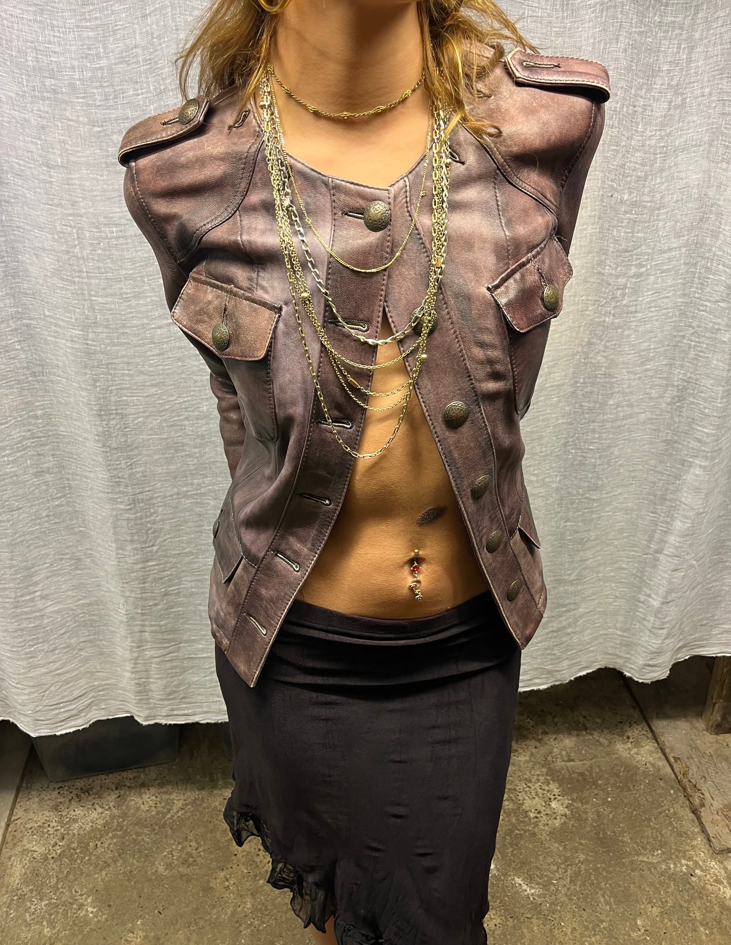 Leather purple jacket
