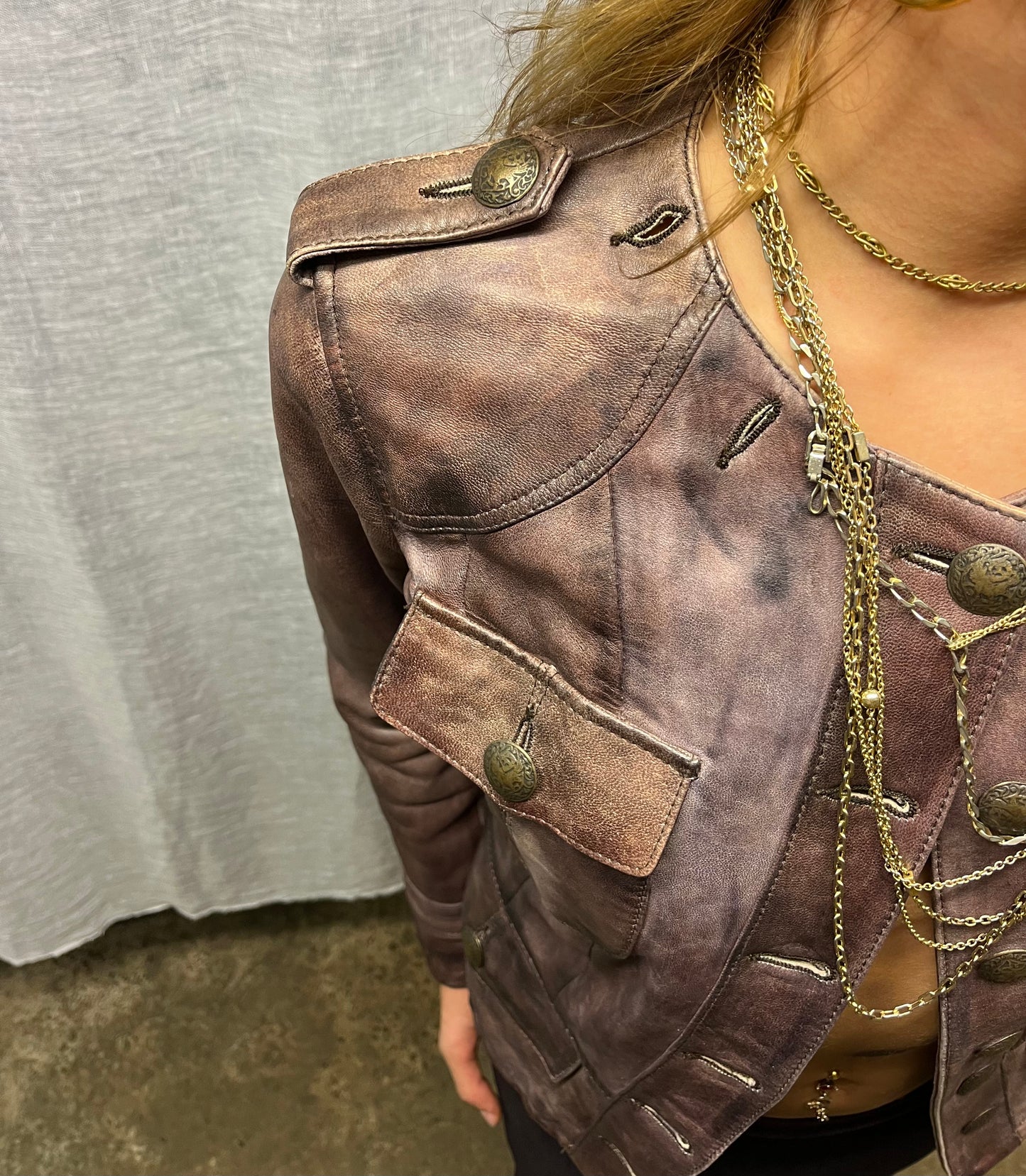 Leather purple jacket