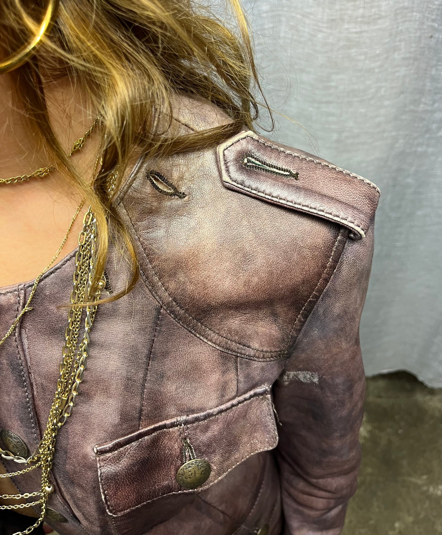 Leather purple jacket