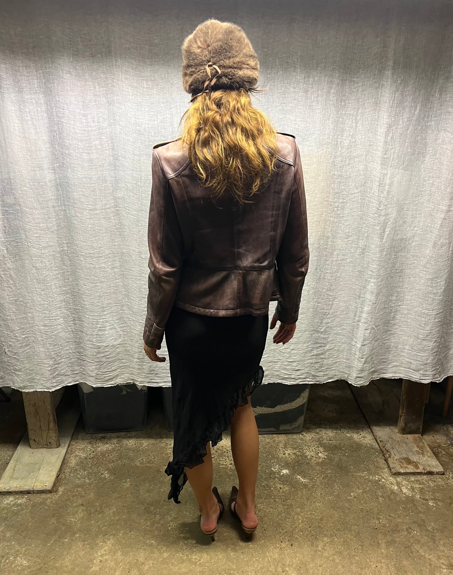 Leather purple jacket