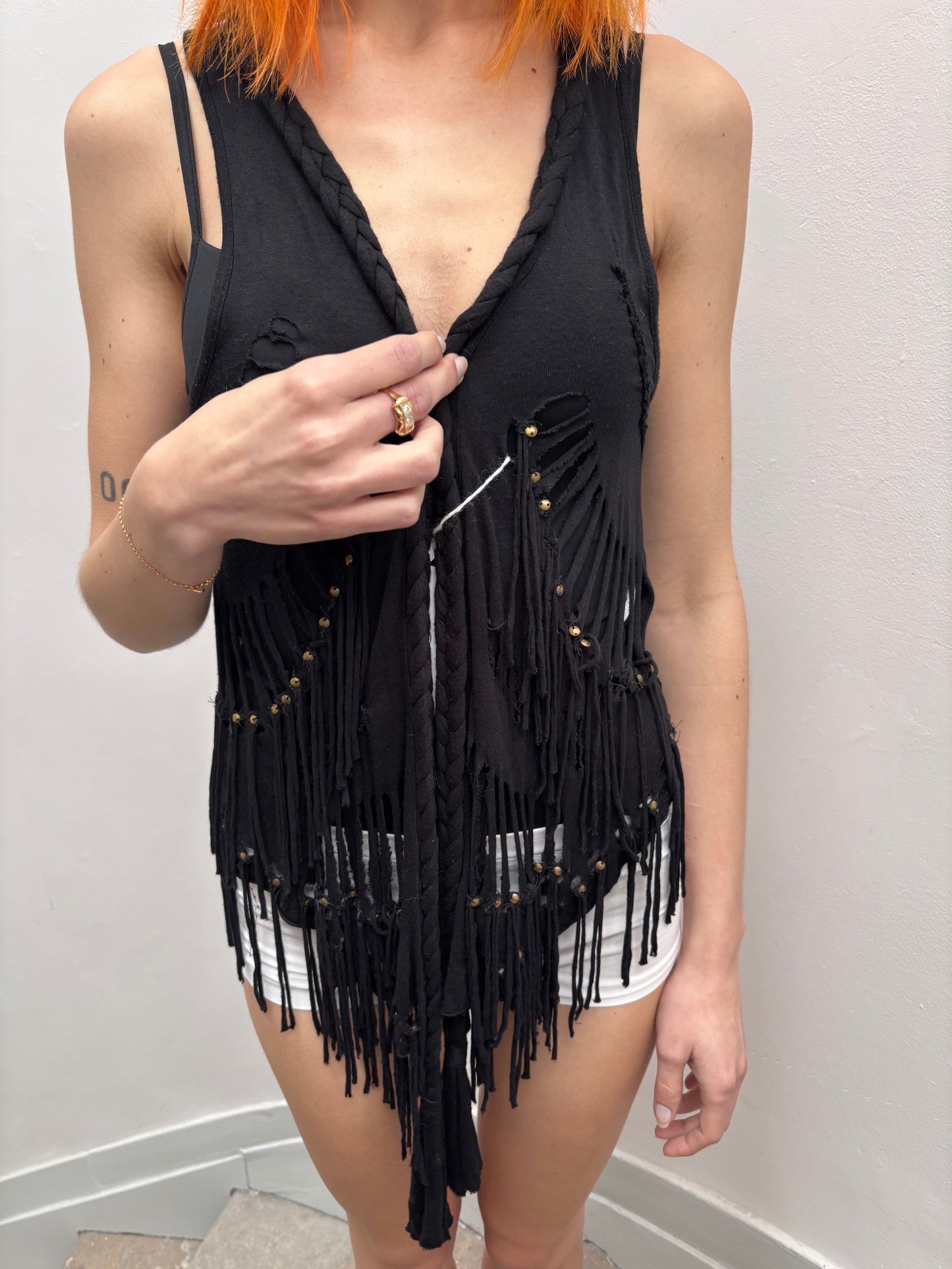 Black sleeveless cardigan