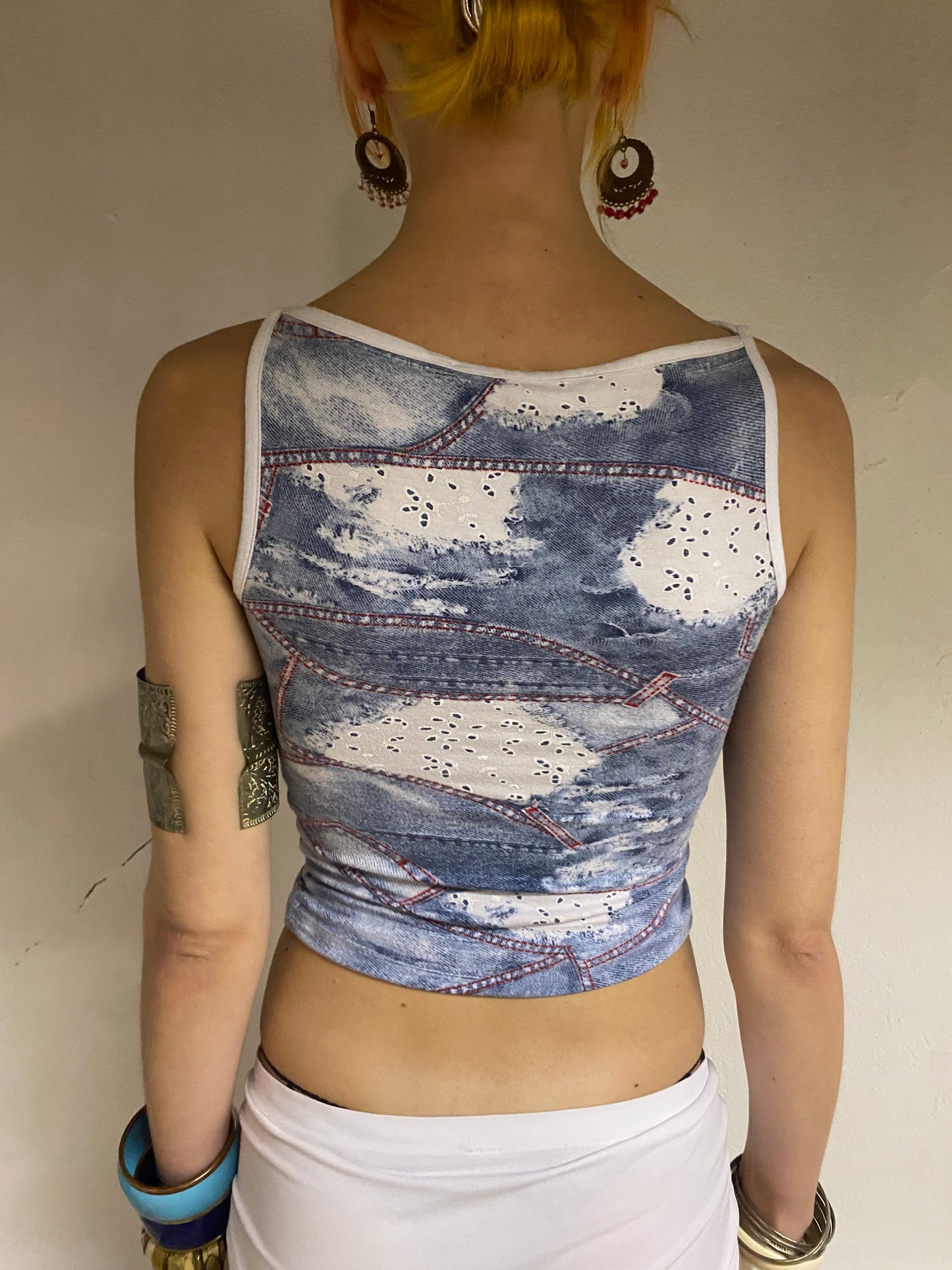 Denim print tank top