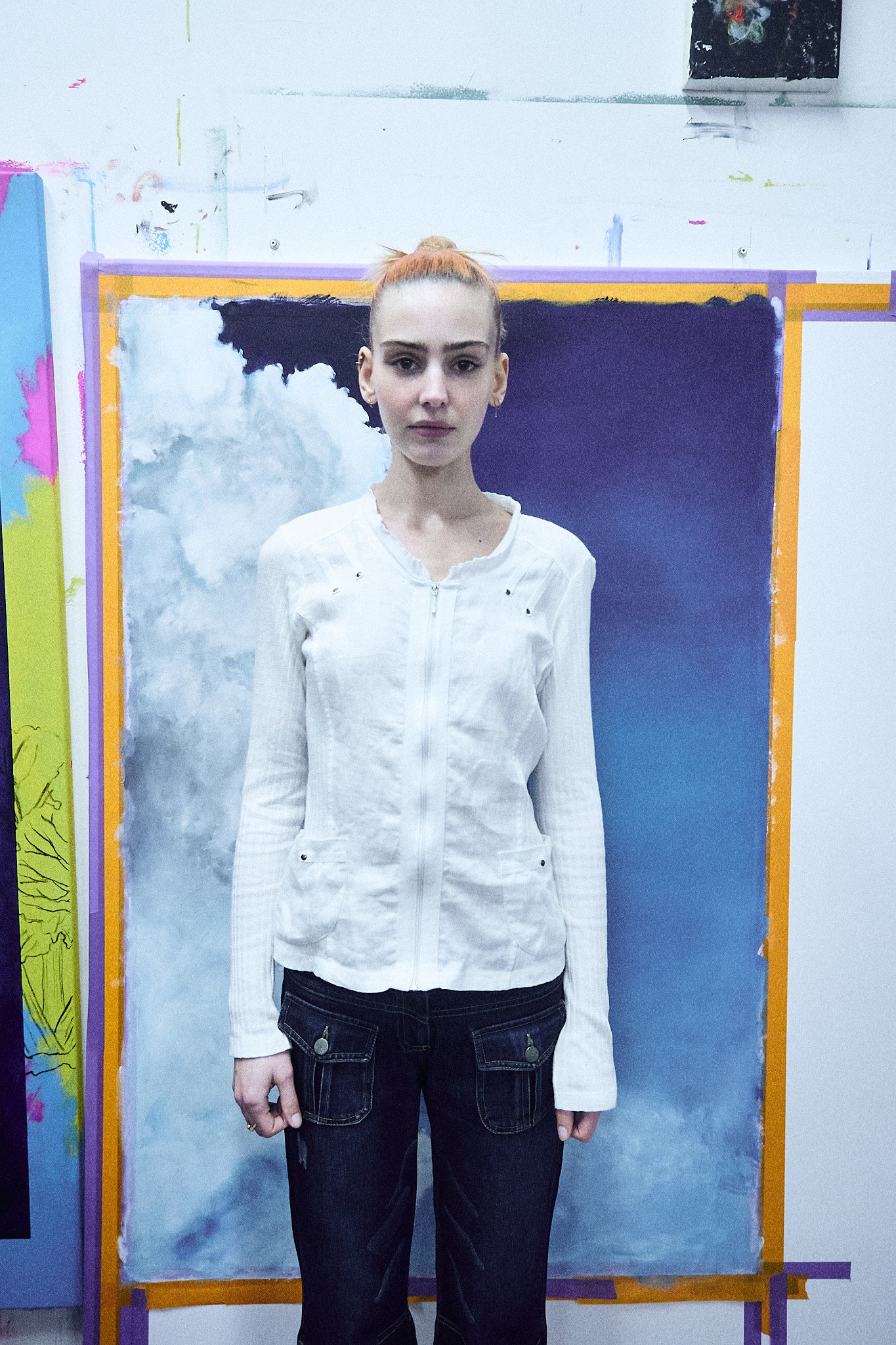 White long-sleeved top
