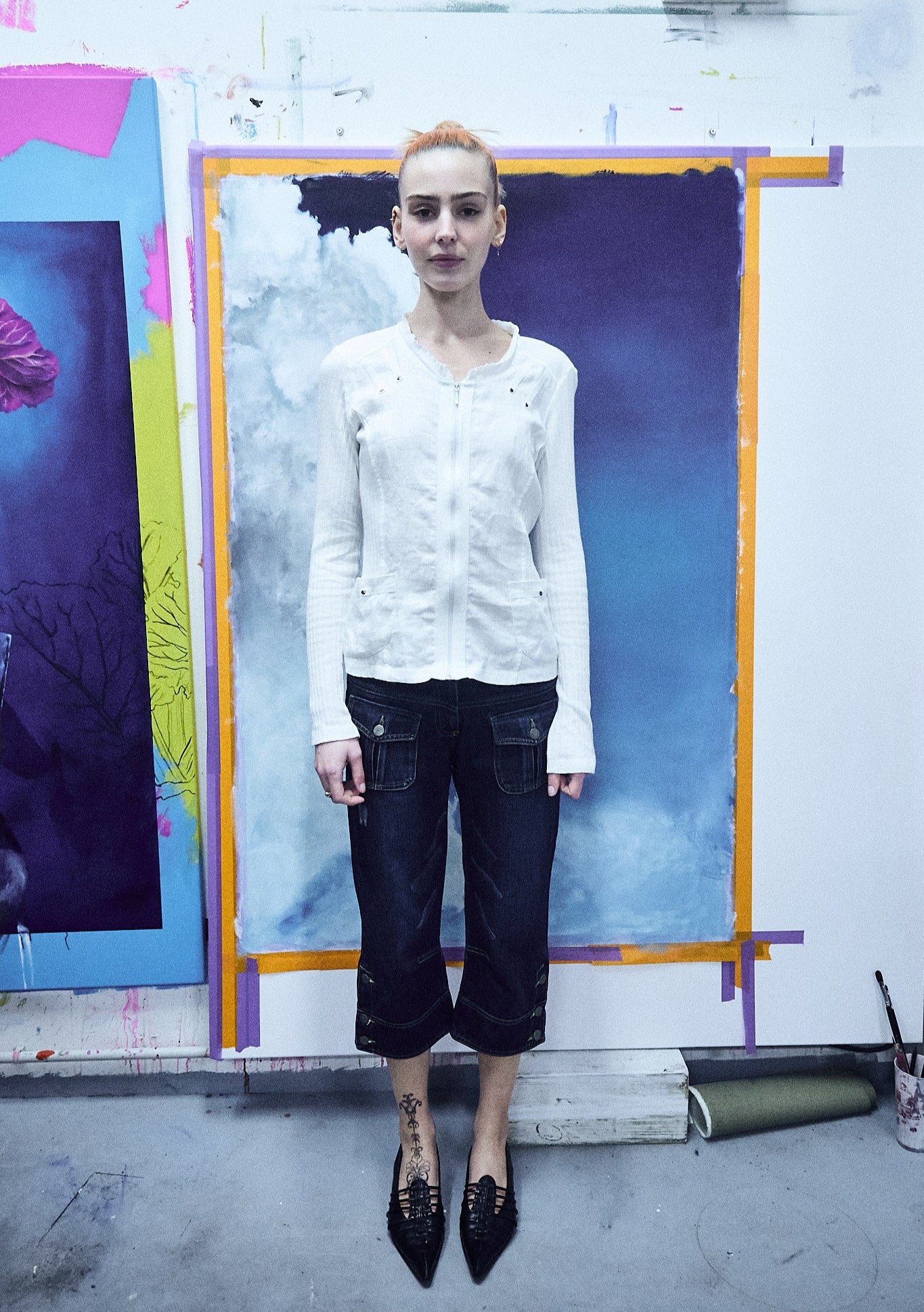 White long-sleeved top