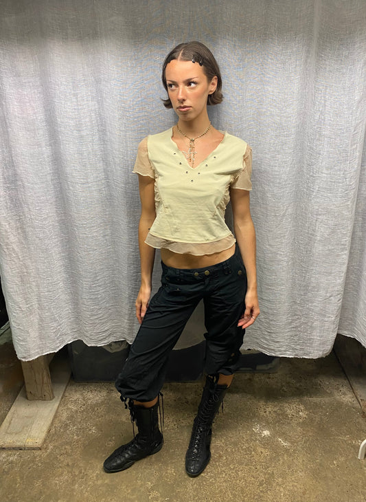 Beige mesh top