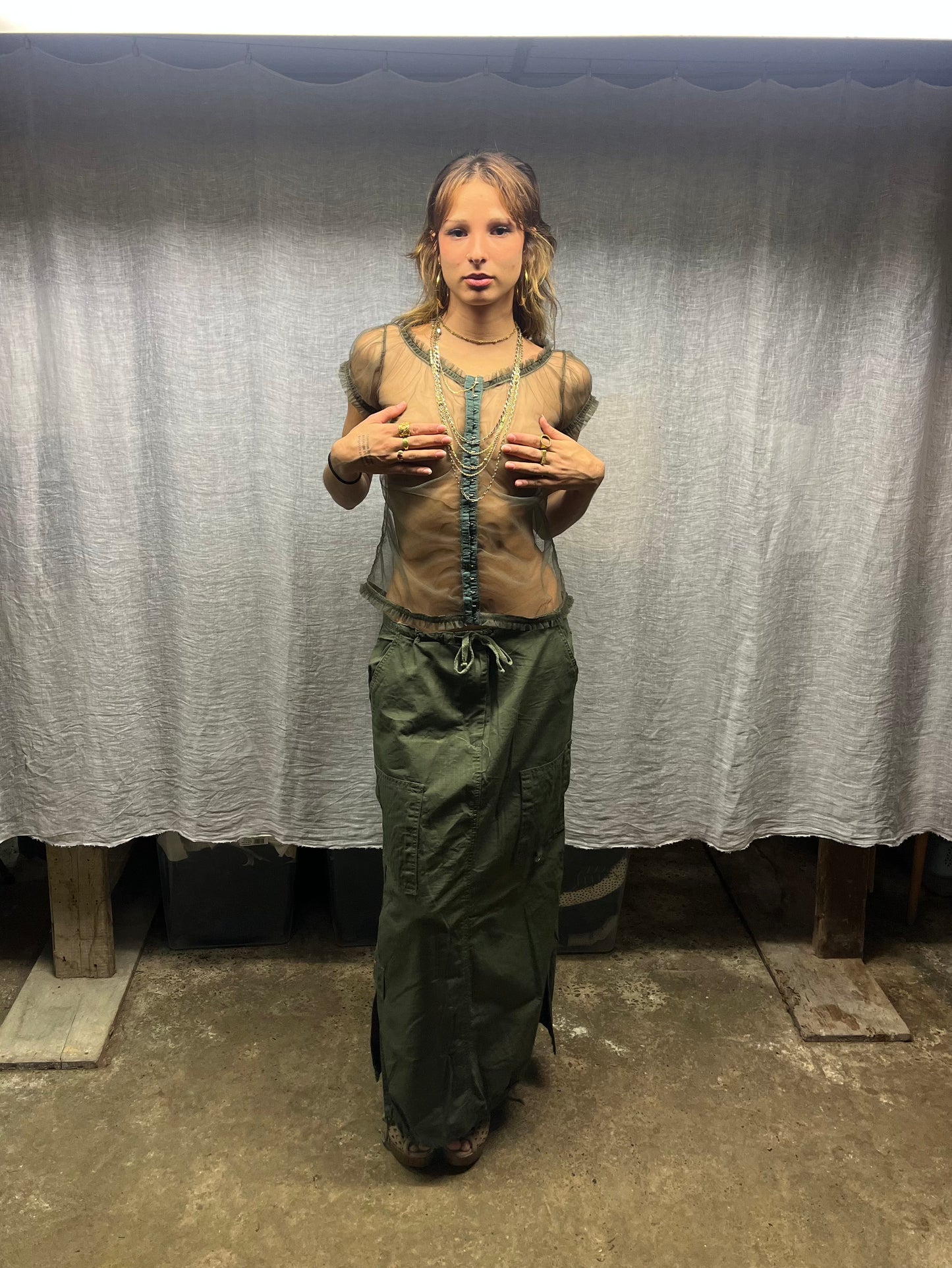 Dark green tulle top