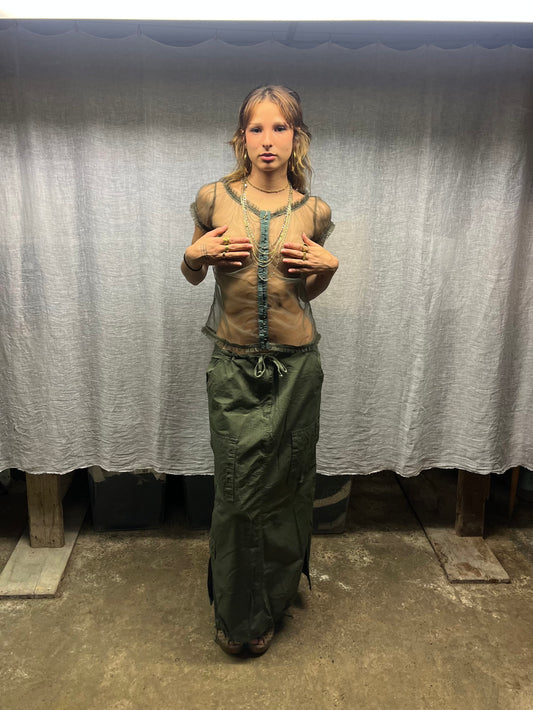 Dark green tulle top