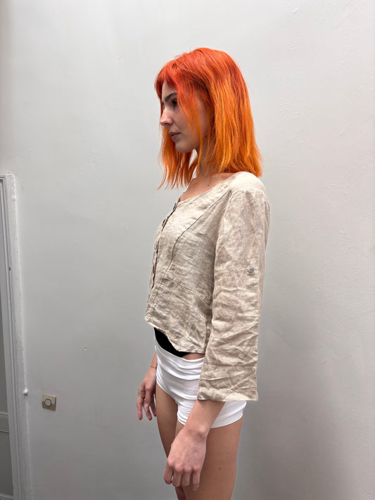 Beige linen cardigan