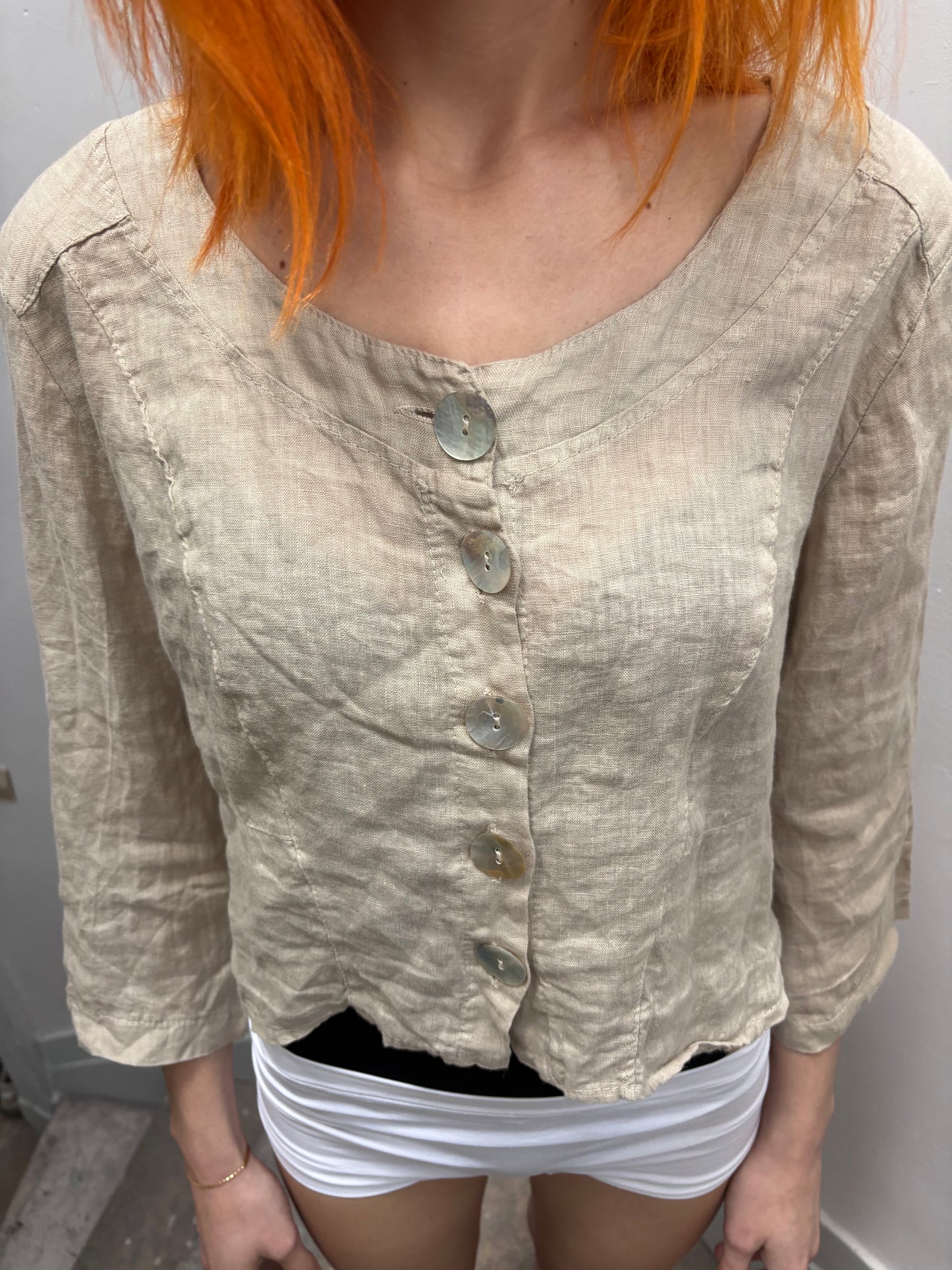 Beige linen cardigan