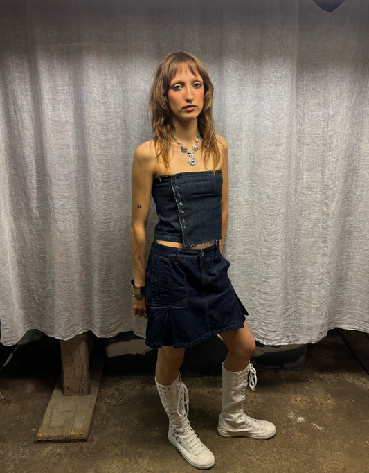 Upcycled denim top