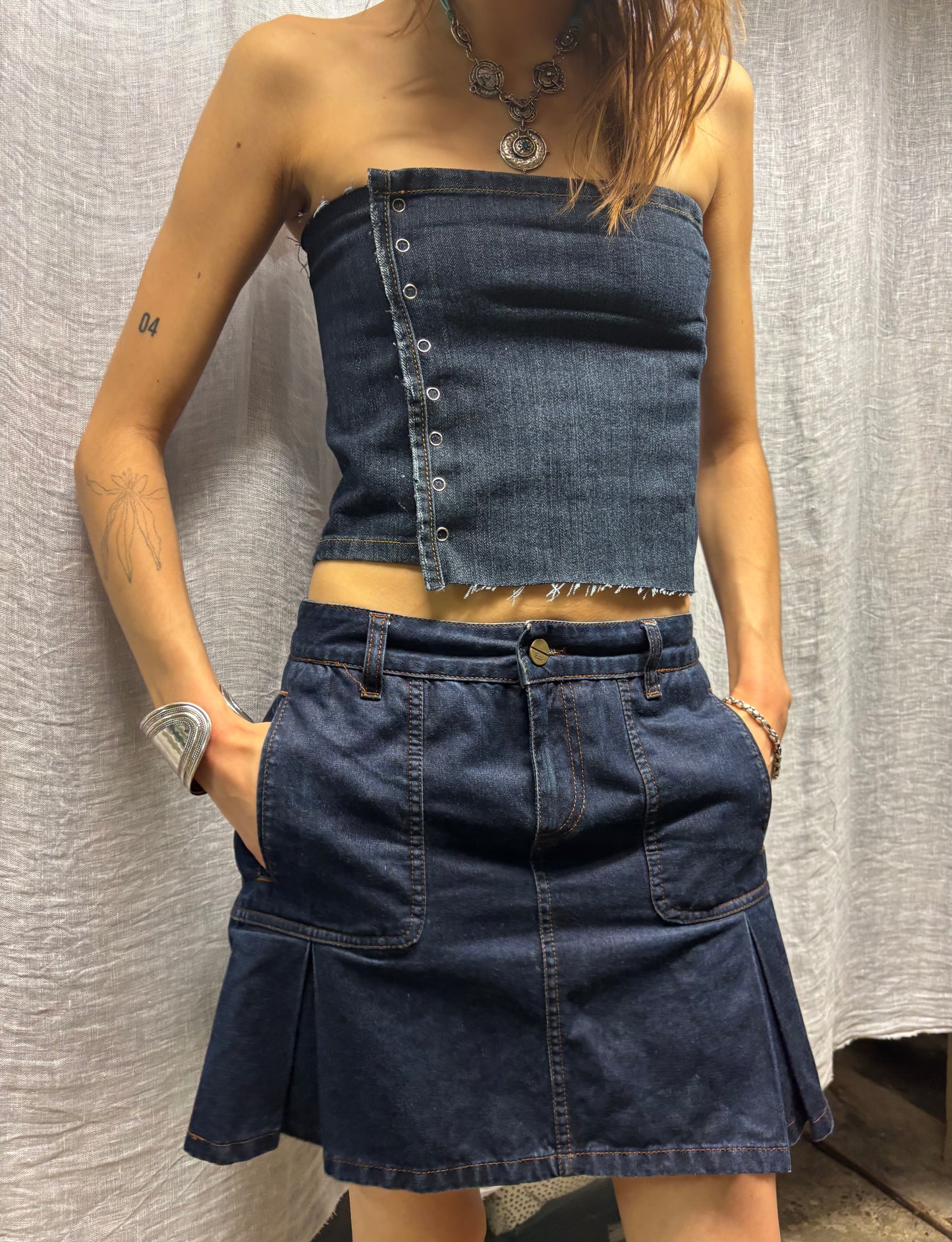 Upcycled denim top