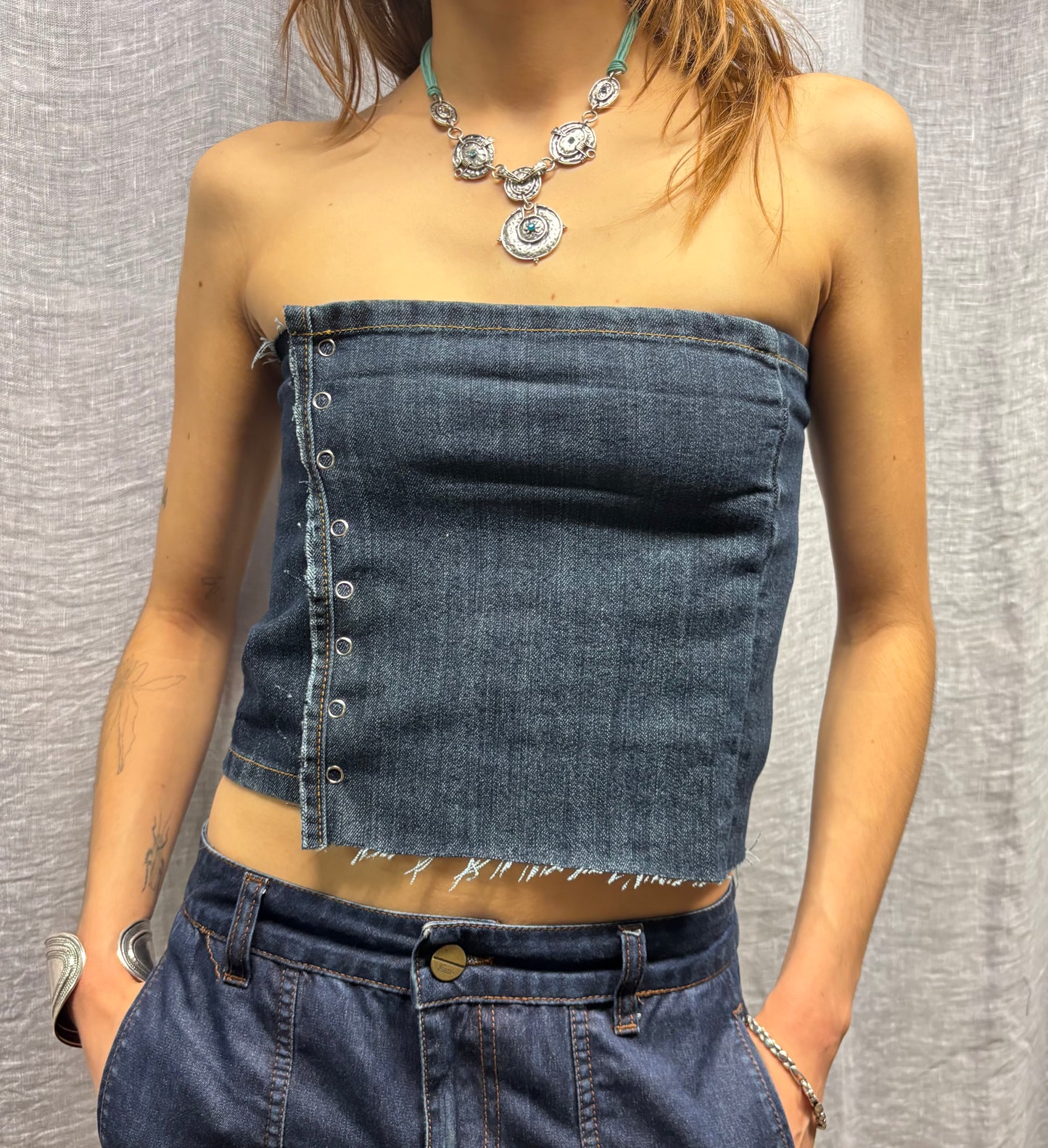Upcycled denim top