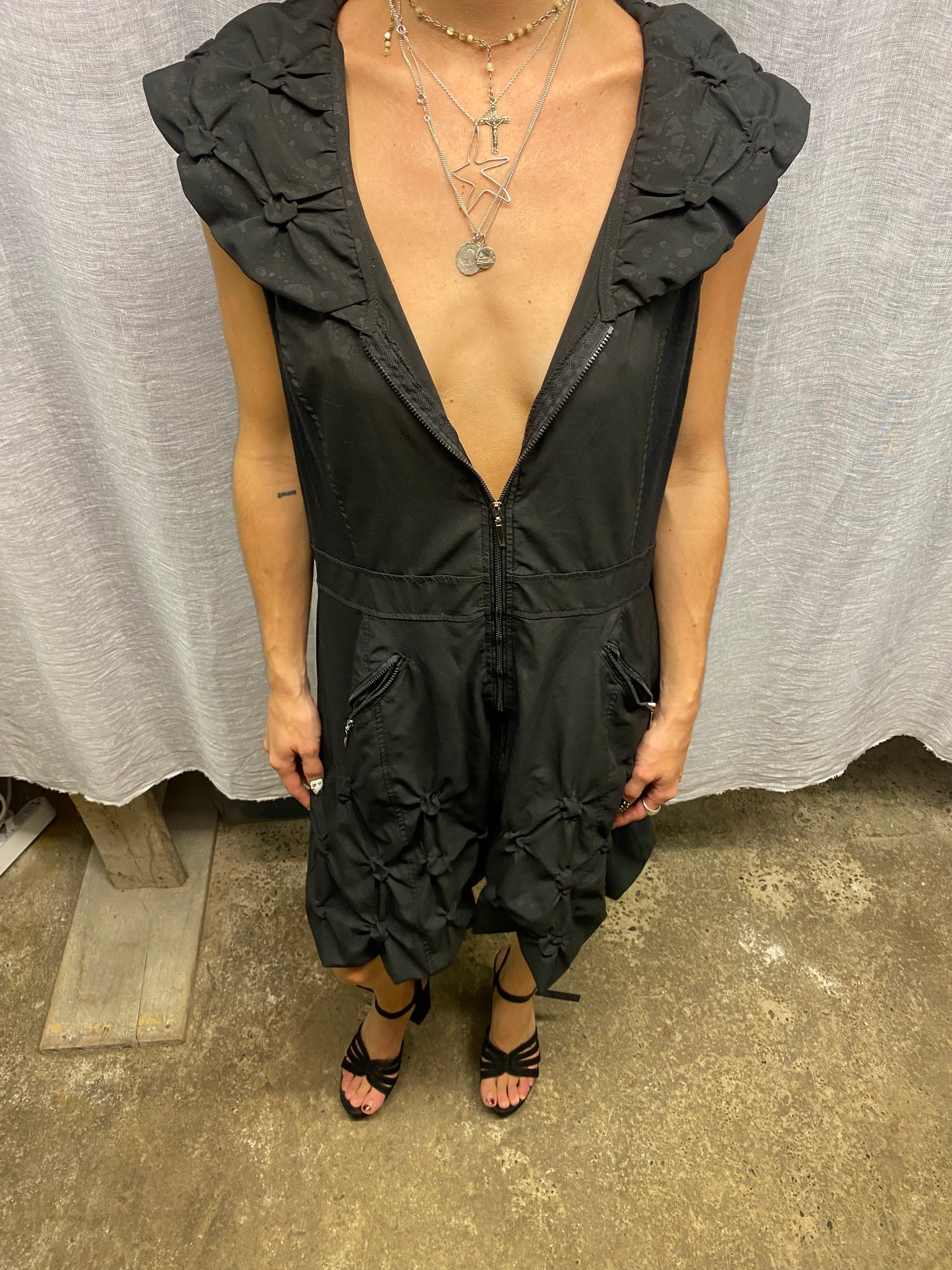 Black long dress with zip