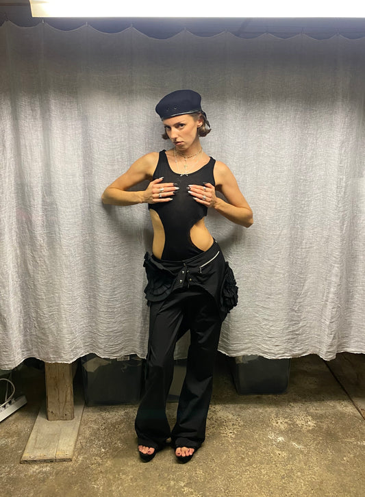 Black pant with skirt