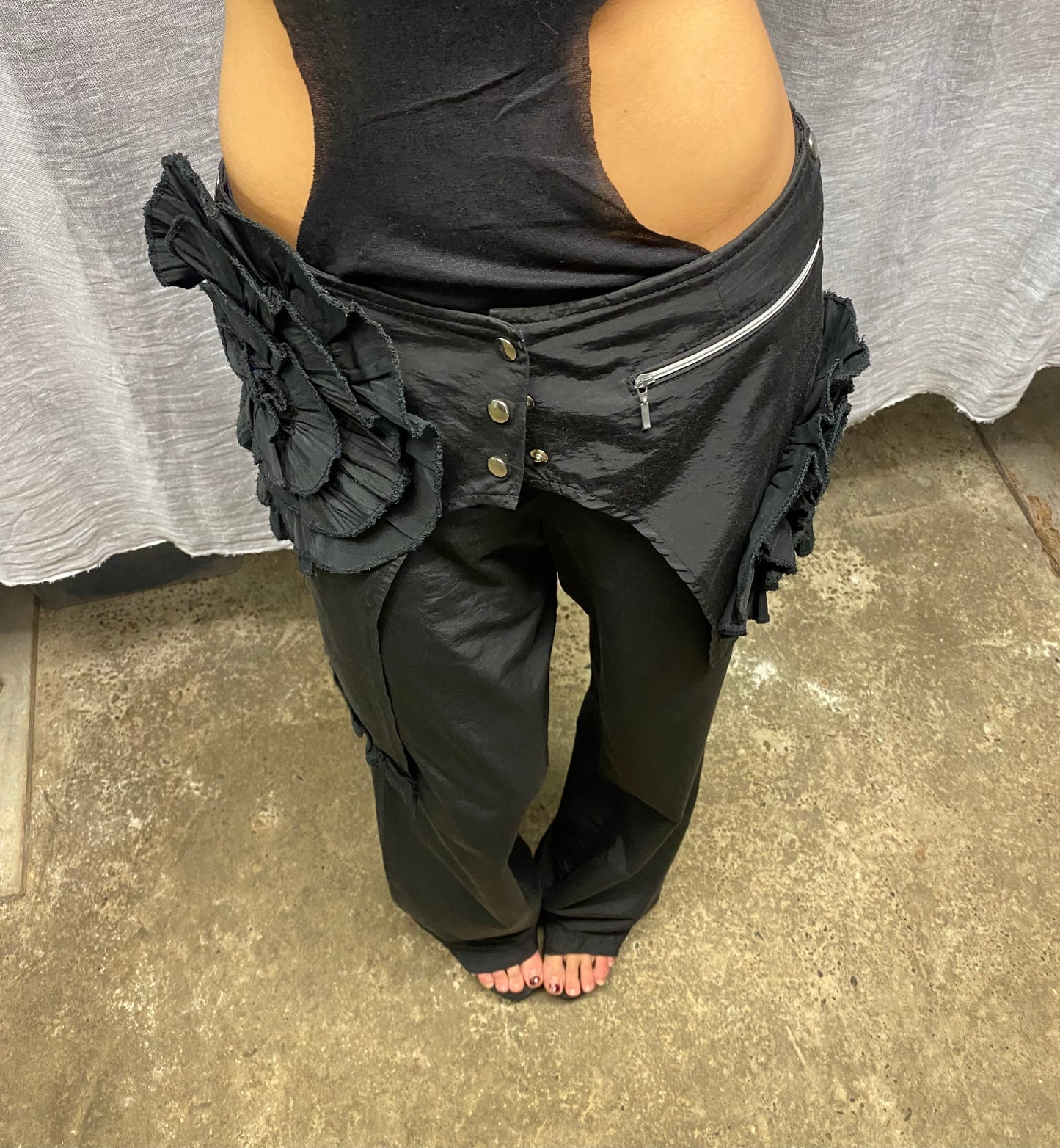 Black pant with skirt