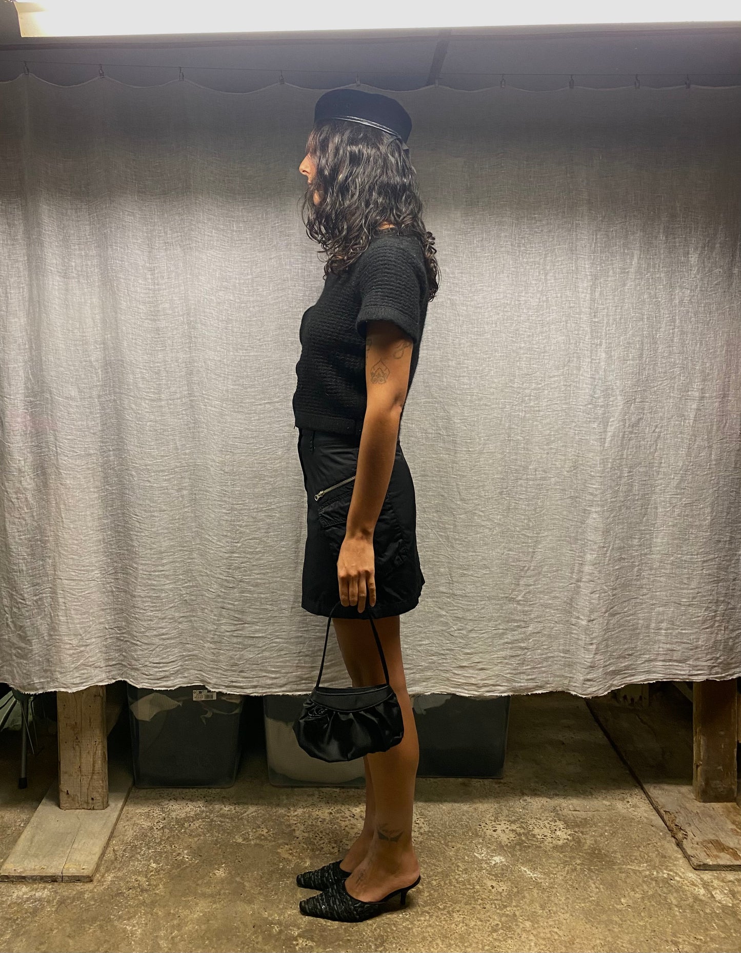 Black mini skirt