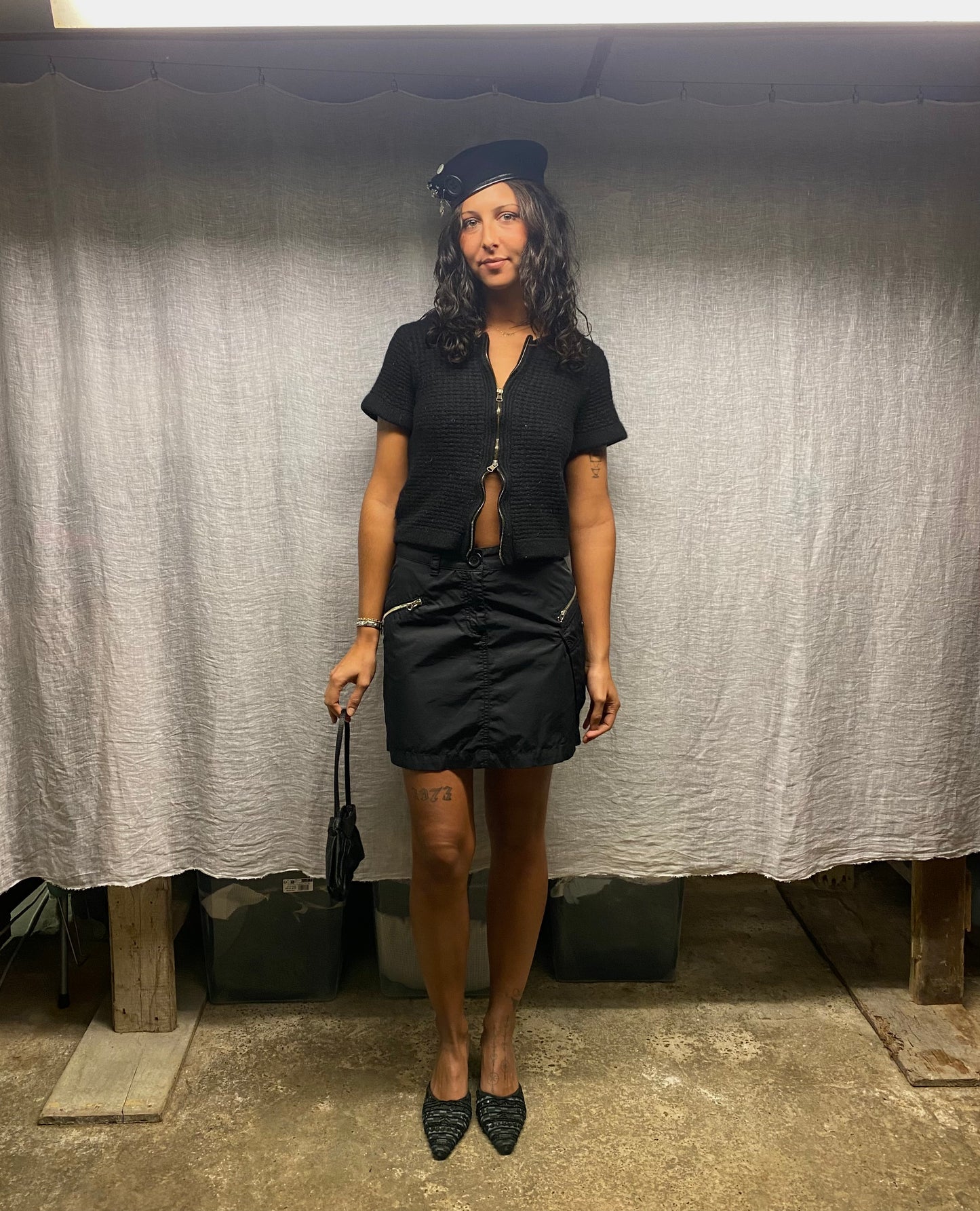 Black mini skirt