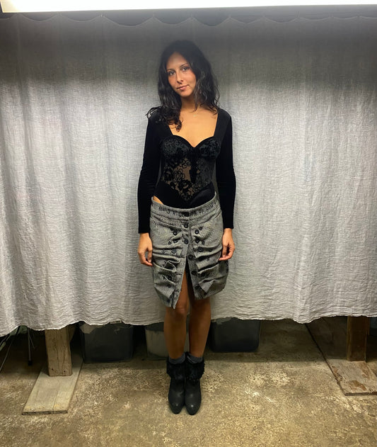 Black velvet bodysuit